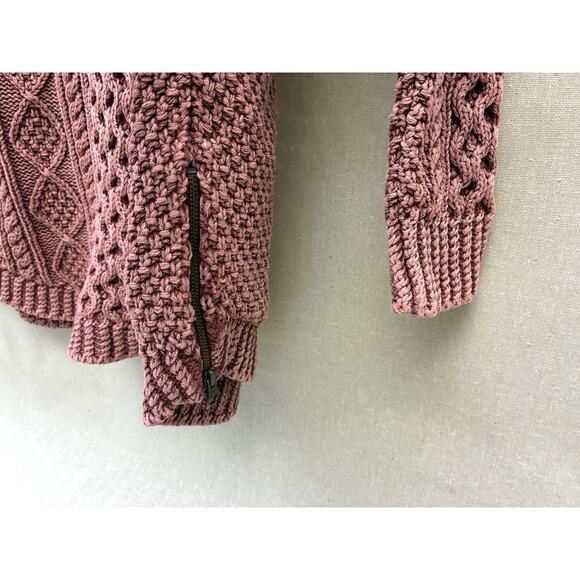 L.L.Bean Signature Cotton Fisherman Tunic Sweater L Rose Cable Knit - Picture 5 of 16